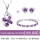 14粒の紫水晶チェーンの四つ葉のネックレスピアス豪華包装セット